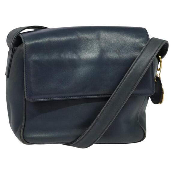 DIOR Shoulder Bag Leather Navy Gold - Picture 1 of 12